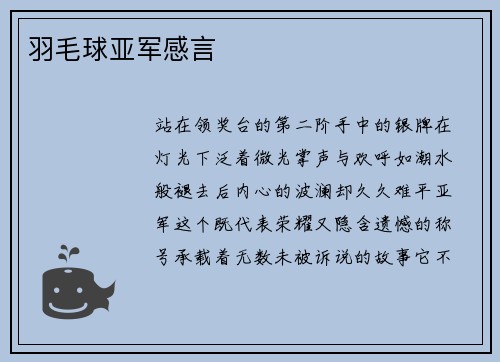 羽毛球亚军感言