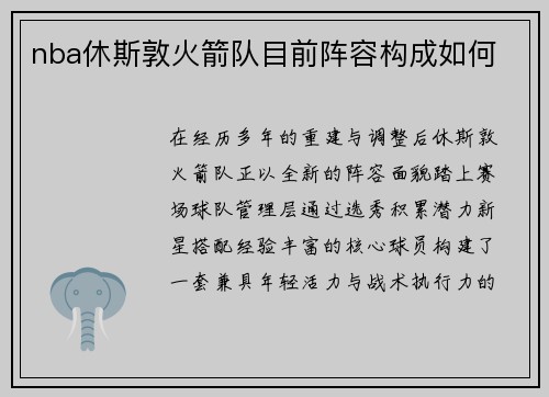 nba休斯敦火箭队目前阵容构成如何